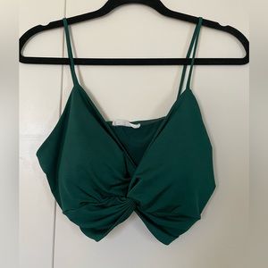 Emerald Green Silky Crop Top Size M